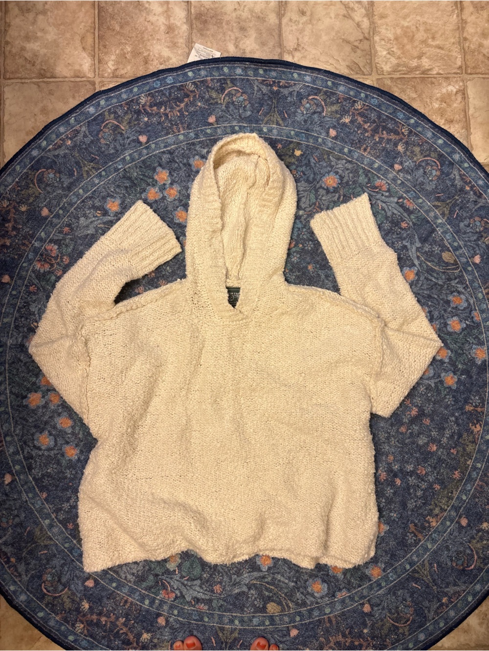 American Eagle Outfitters Cream Hooded Knit Sweater